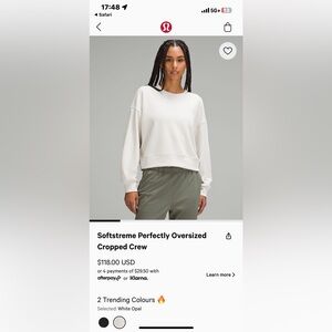 (LNWT) Lululemon Perfectly Oversized Cropped Crew